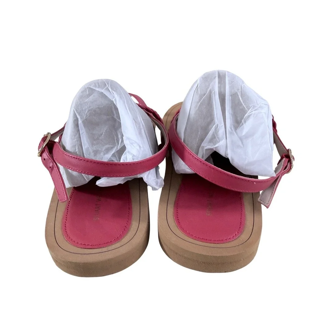 Stuart Weitzman Sandals 28 Cassie Rich‎ Red Leather Thong Size 11B EU 41.5